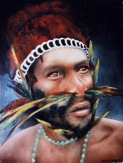 Papui New Guinea Chief Painted by Bonnie Warren