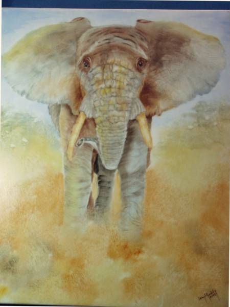Elephant painted by Joan Shaddy