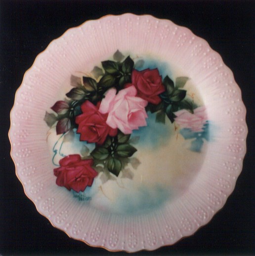 Roses Plate Painted by Marlene Seevers